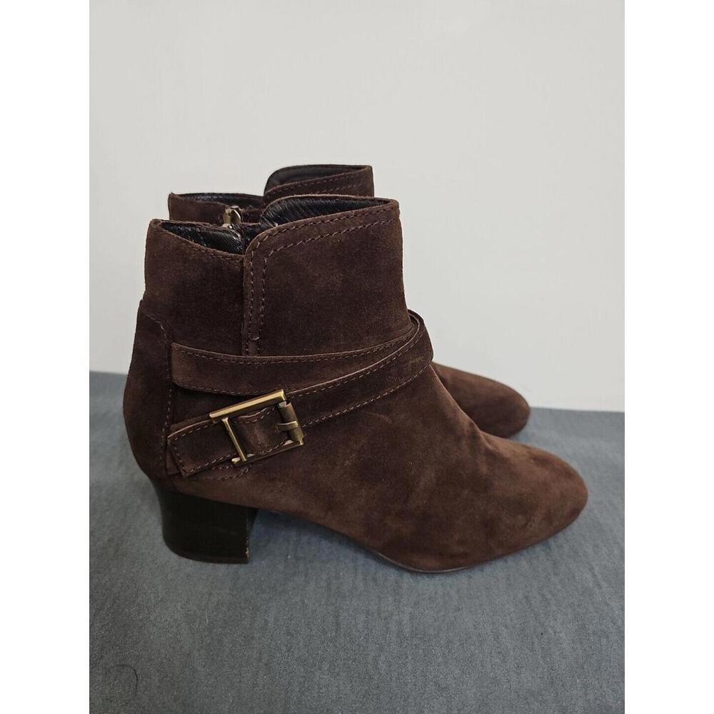 Aquatalia Women's Suede Booties 8.5 Brown Weatherproof 2" Heel